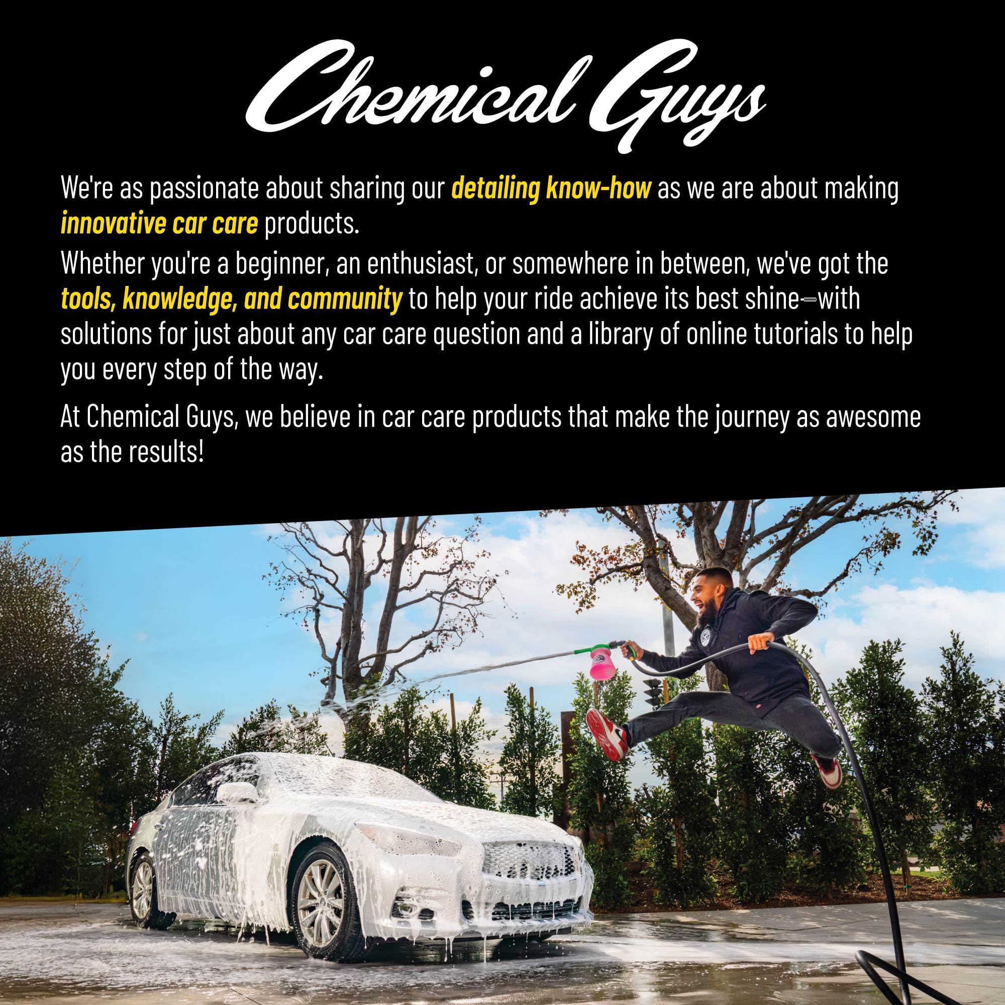 Chemical Guys three-pack layout illustrating organized, ready-to-use bottles