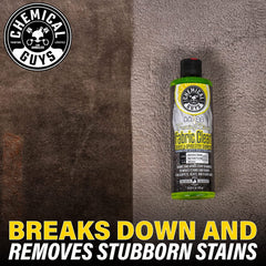 Chemical Guys before and after seat stain removal demonstrating visible improvement