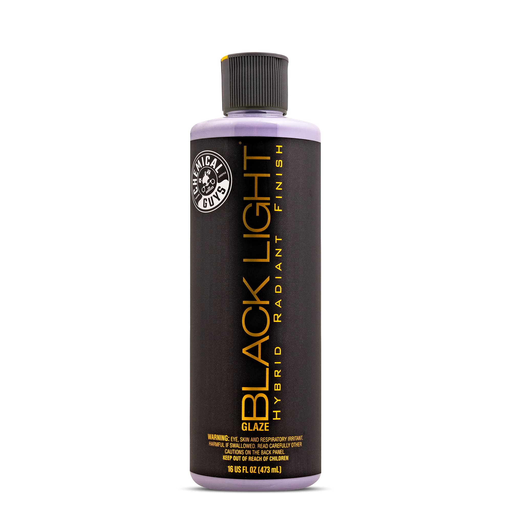 Chemical Guys bottle front label showing product and glossy appeal