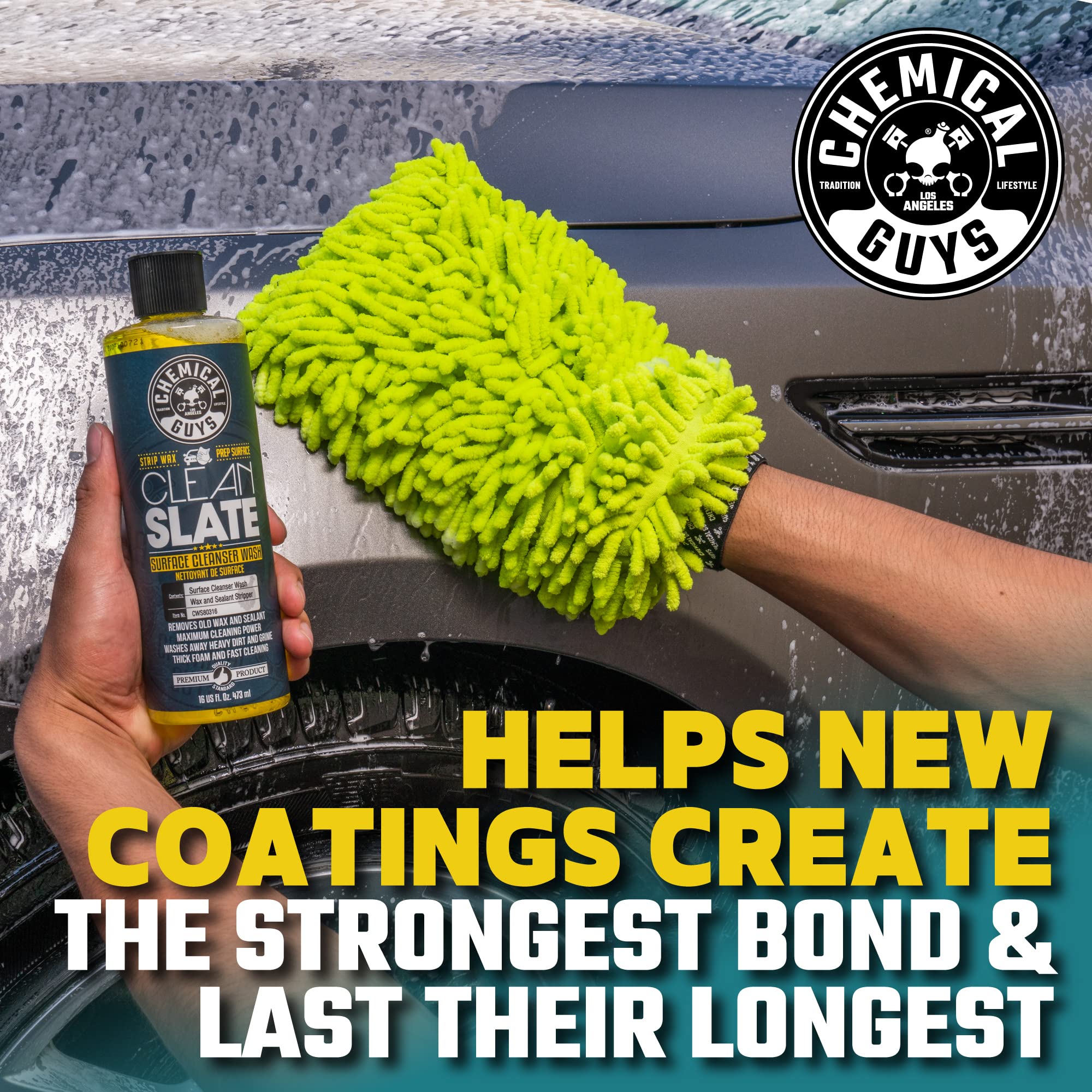 Chemical Guys Clean Slate being applied with a chenille microfiber mitt for safe washing