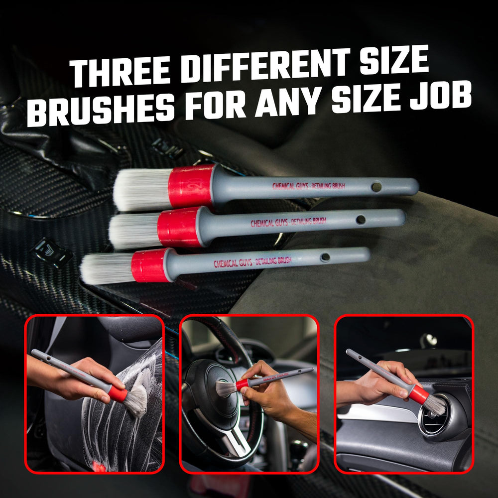 Chemical Guys rinsed brushes drying to show easy maintenance