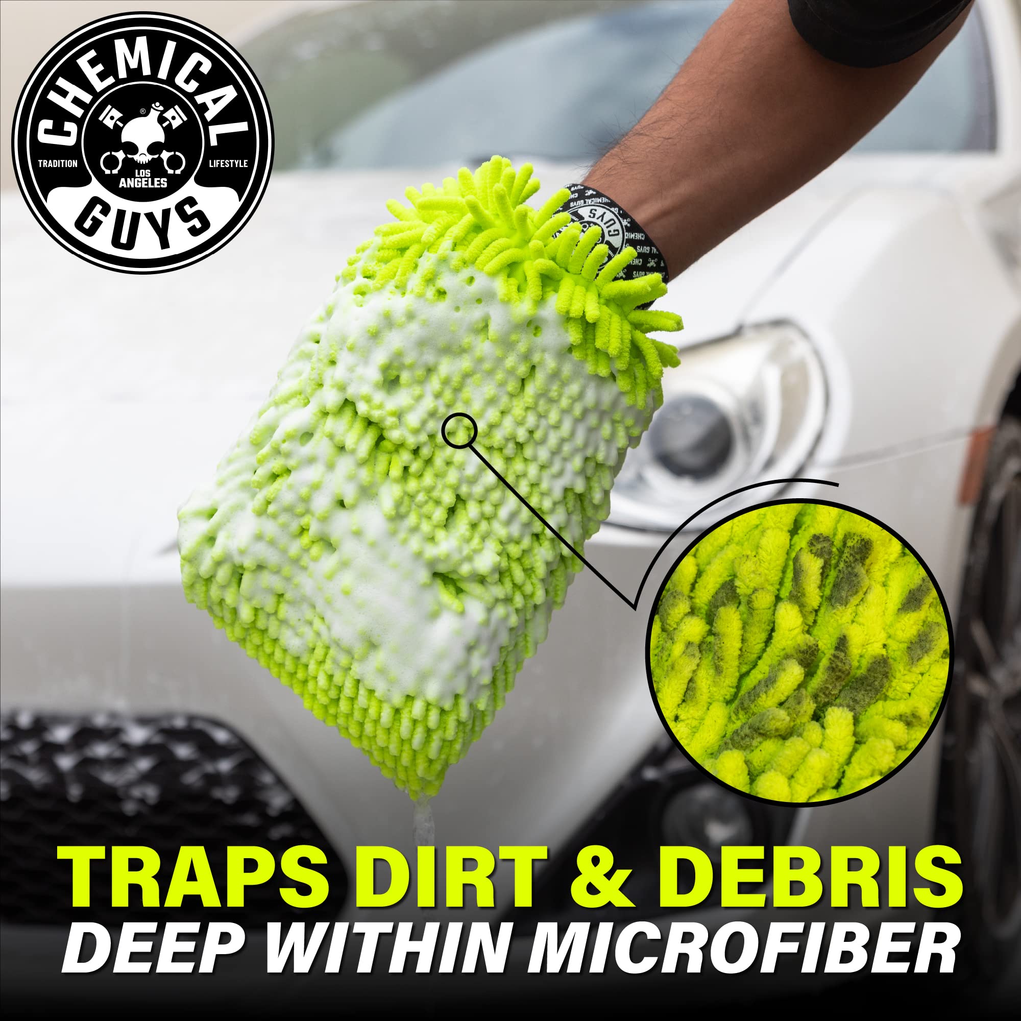 Chemical Guys Dually mitt dusting interior dash demonstrating safe dust pickup benefit