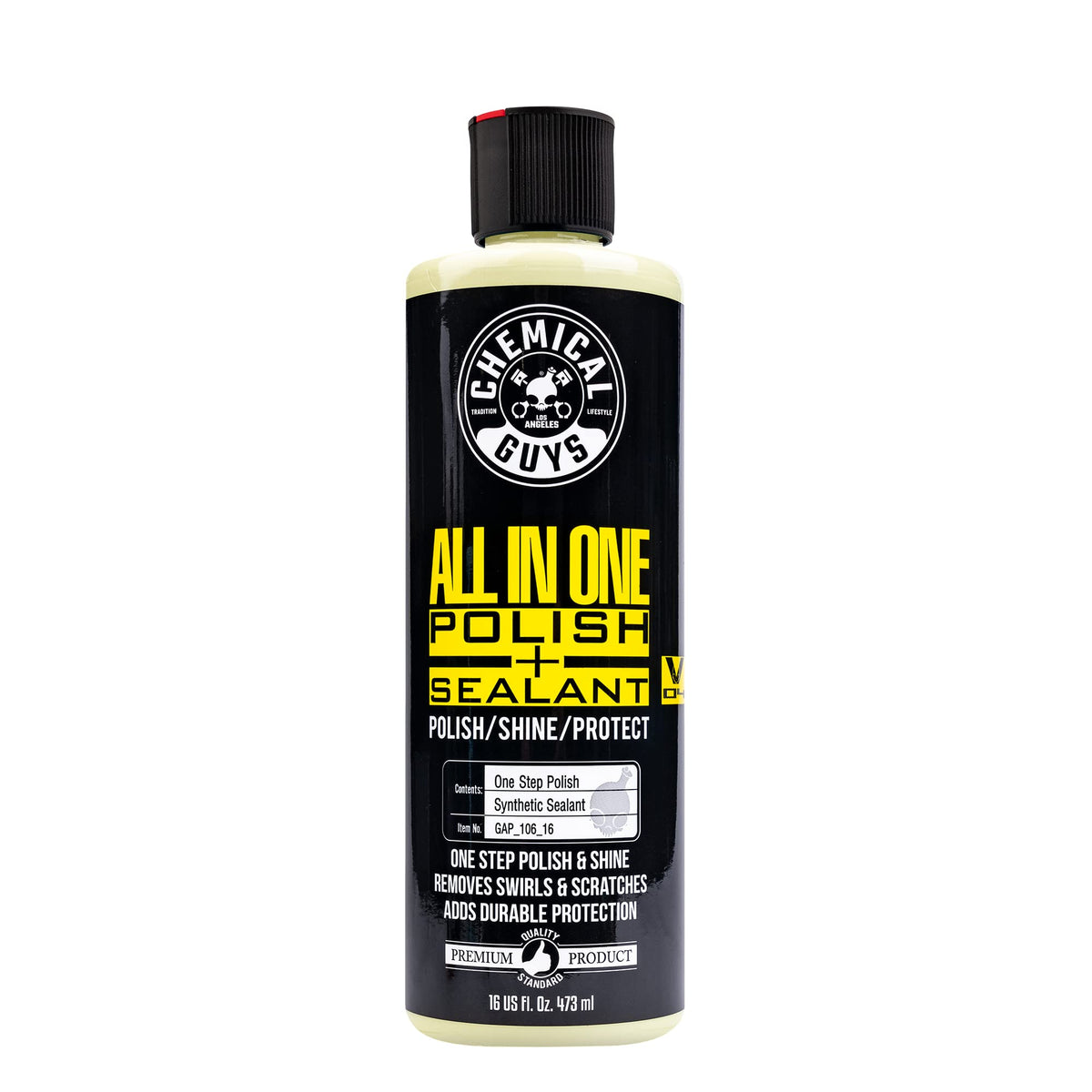 Chemical Guys front label on 16 oz bottle showing product identity and benefits
