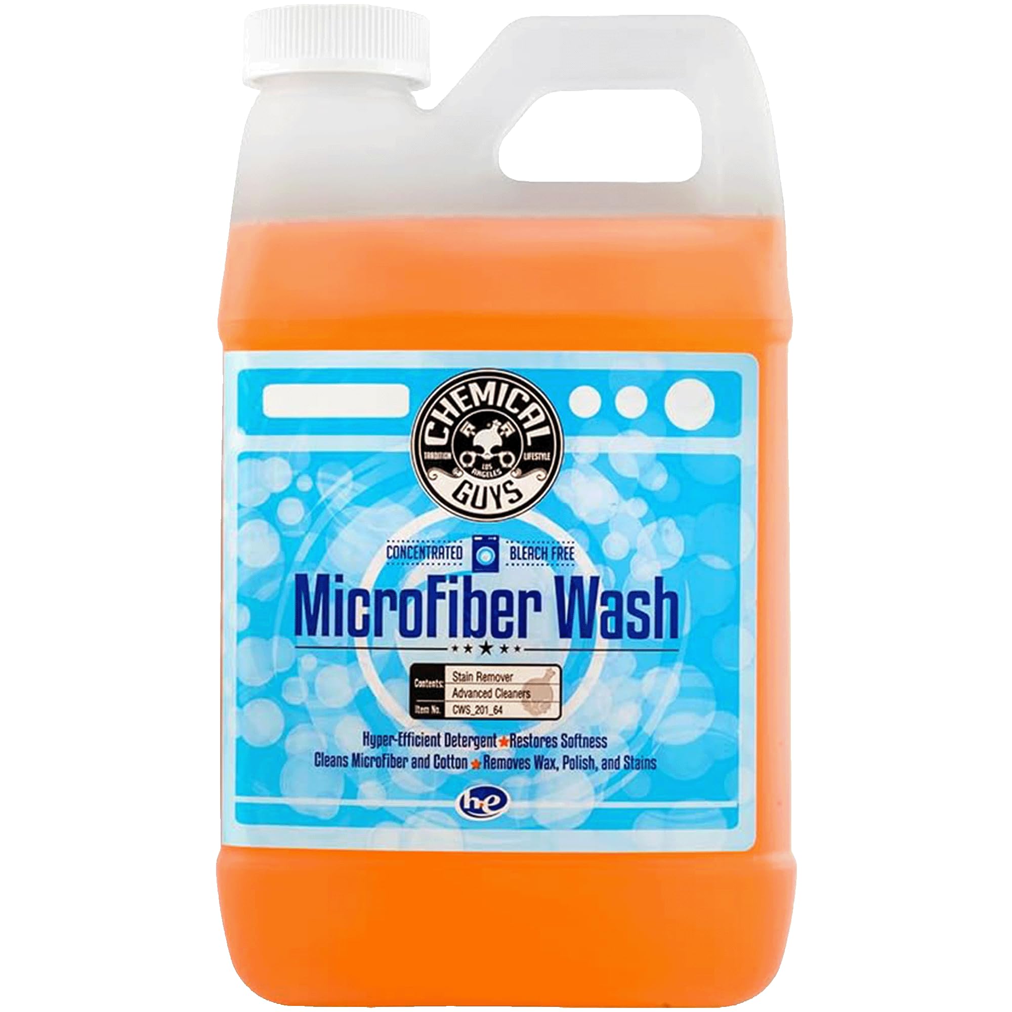 Chemical Guys front label on 64 oz bottle showing product and benefits