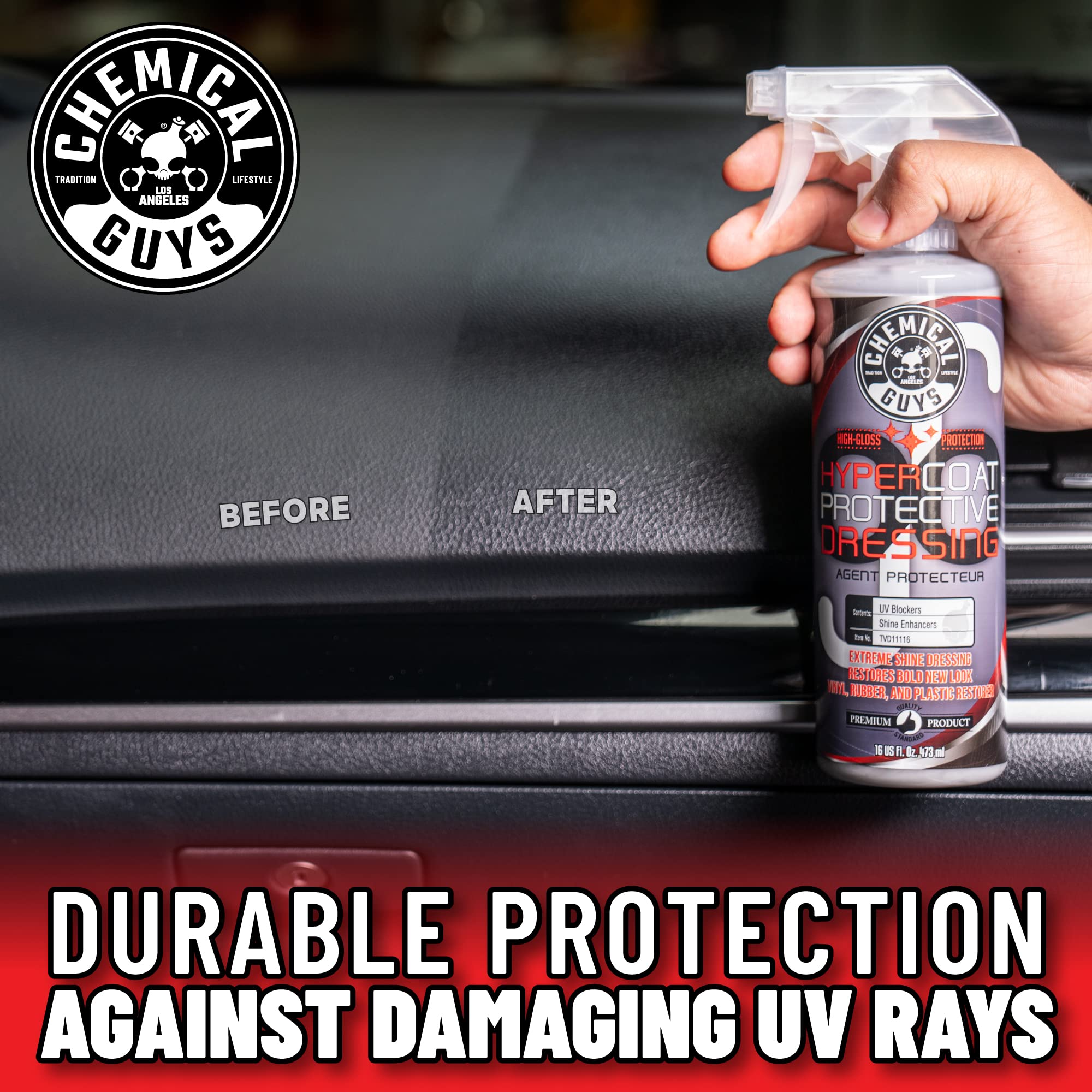 Chemical Guys on exterior trim showing consistent high-gloss, protective finish