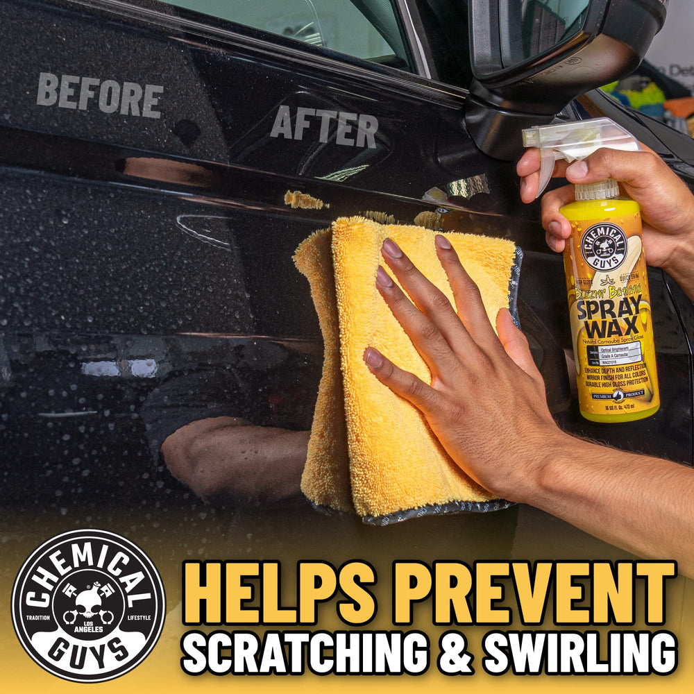 Chemical Guys towel next to hand for 16x16 scale and easy handling