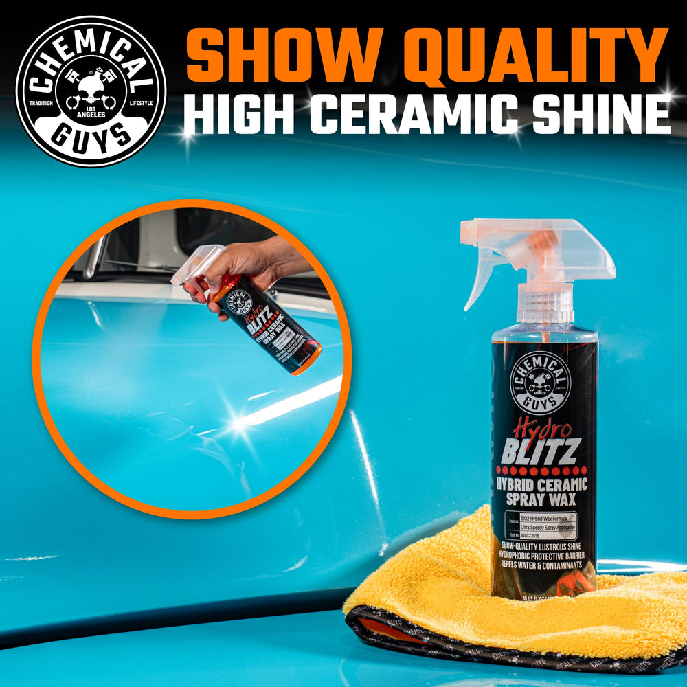 Chemical Guys applied on painted panel delivering instant glossy depth
