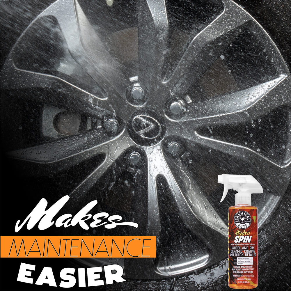 Chemical Guys HydroSpin on a polished wheel surface proving safe use on delicate finishes