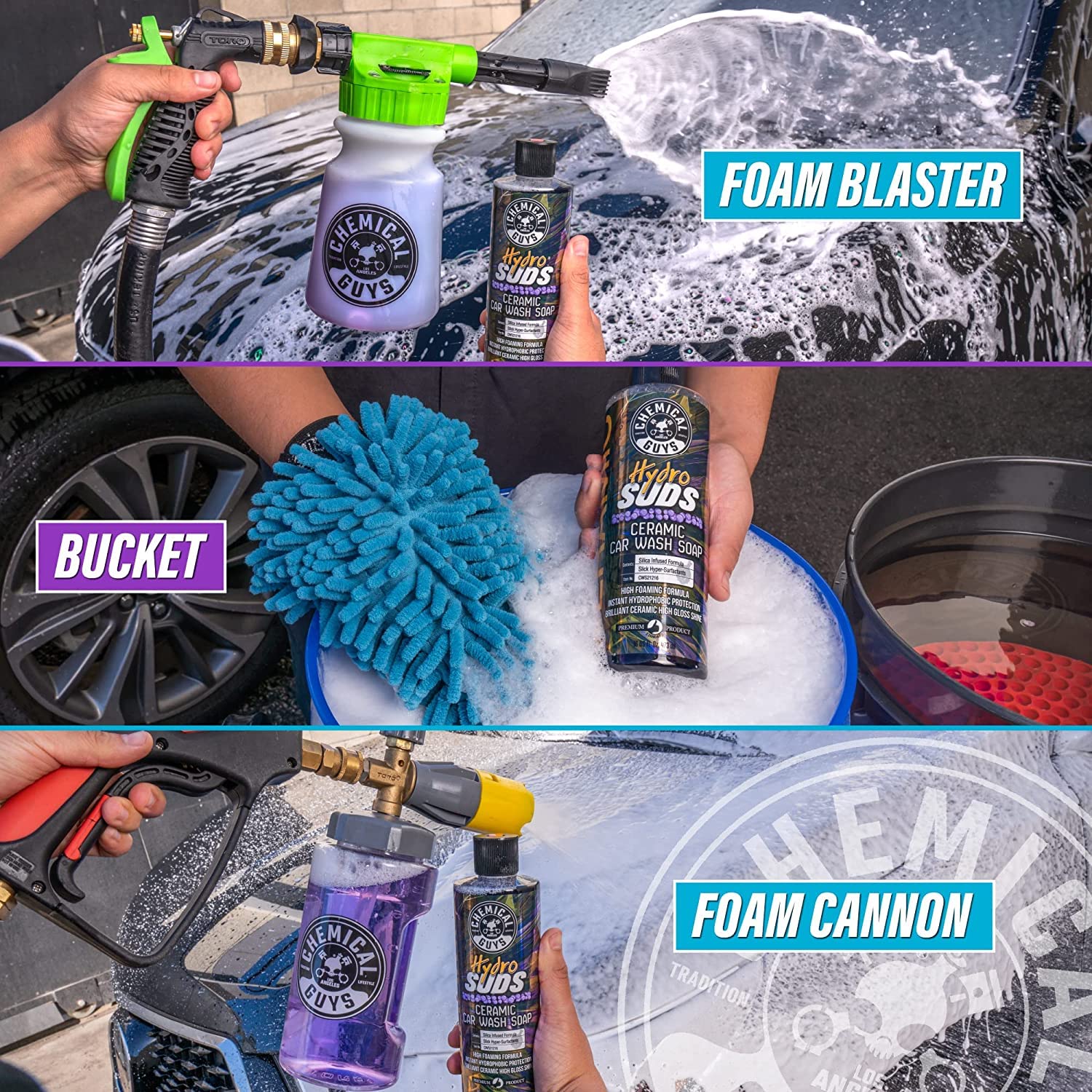 Chemical Guys used in driveway washing scenario showing simple home detailing