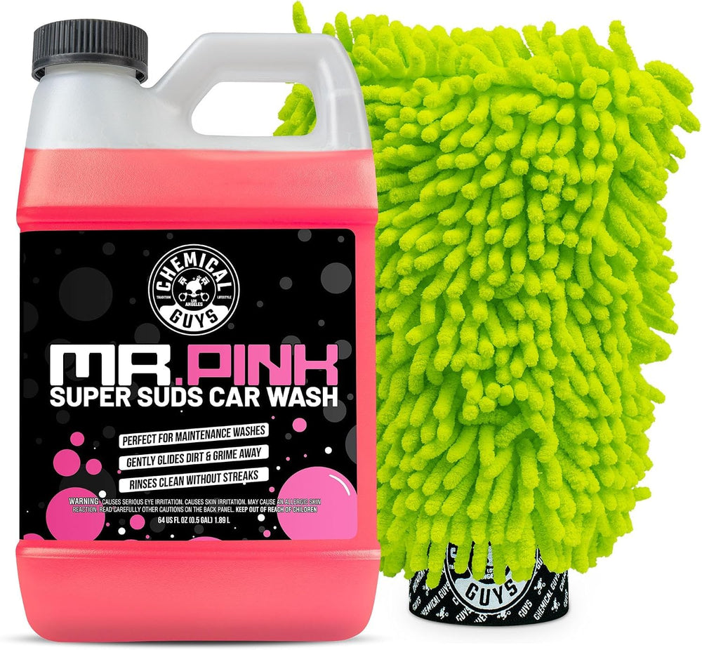Chemical Guys kit in driveway lifestyle scene delivering enjoyable weekend washing