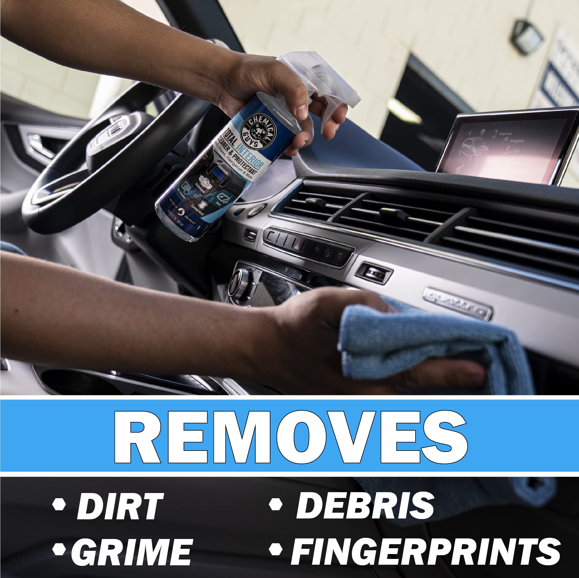 Chemical Guys cleaning a leather seat restoring natural look and suppleness
