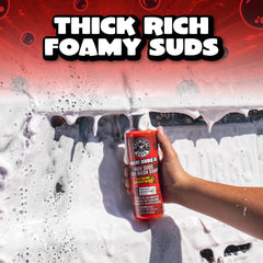 Chemical Guys Maxi-Suds II label close-up highlighting product features