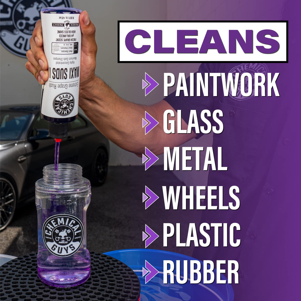 Chemical Guys gallon held in hands showing true size and value