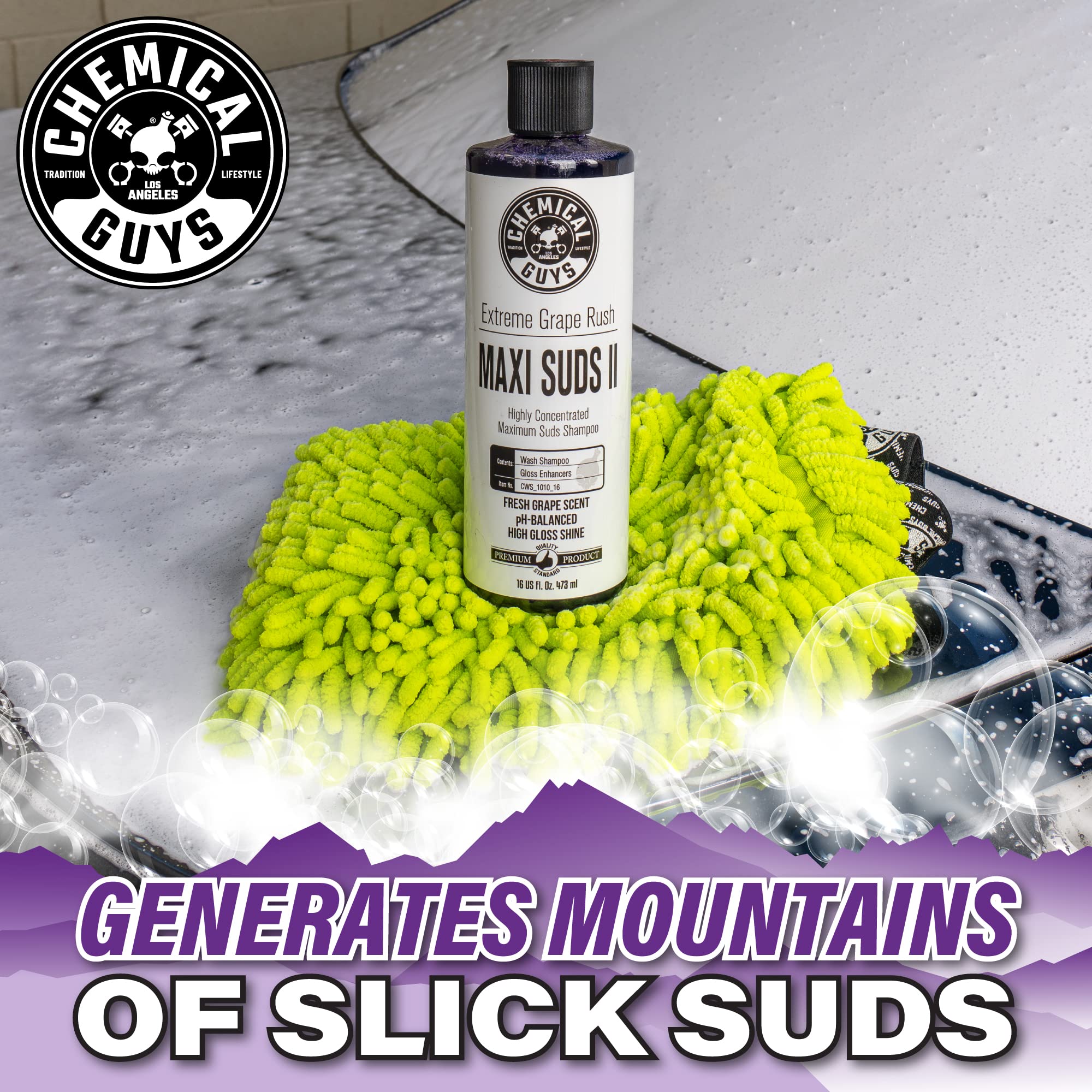 Chemical Guys wash mitt in use offering safe, lubricated cleaning