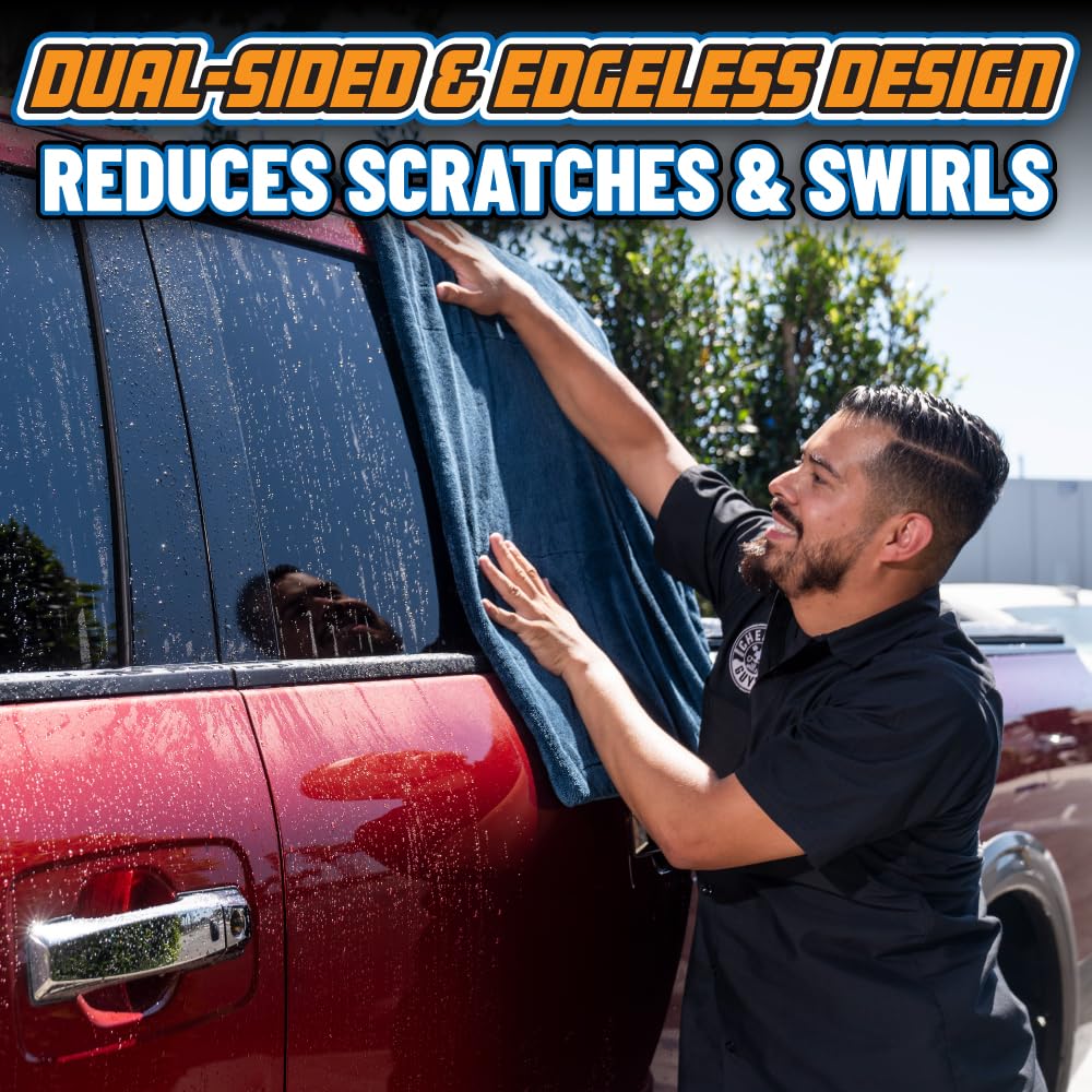 Chemical Guys towel edge and label detail highlighting premium construction