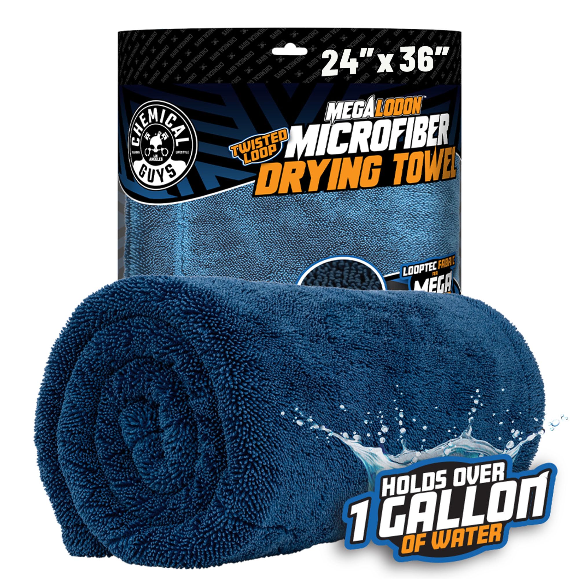 Chemical Guys folded Megalodon towel front view showing plush pile and fast drying