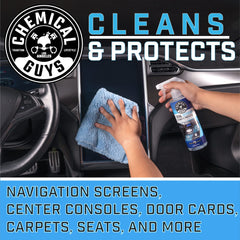 Chemical Guys microfiber wipe with product texture for streak-free cleaning benefit