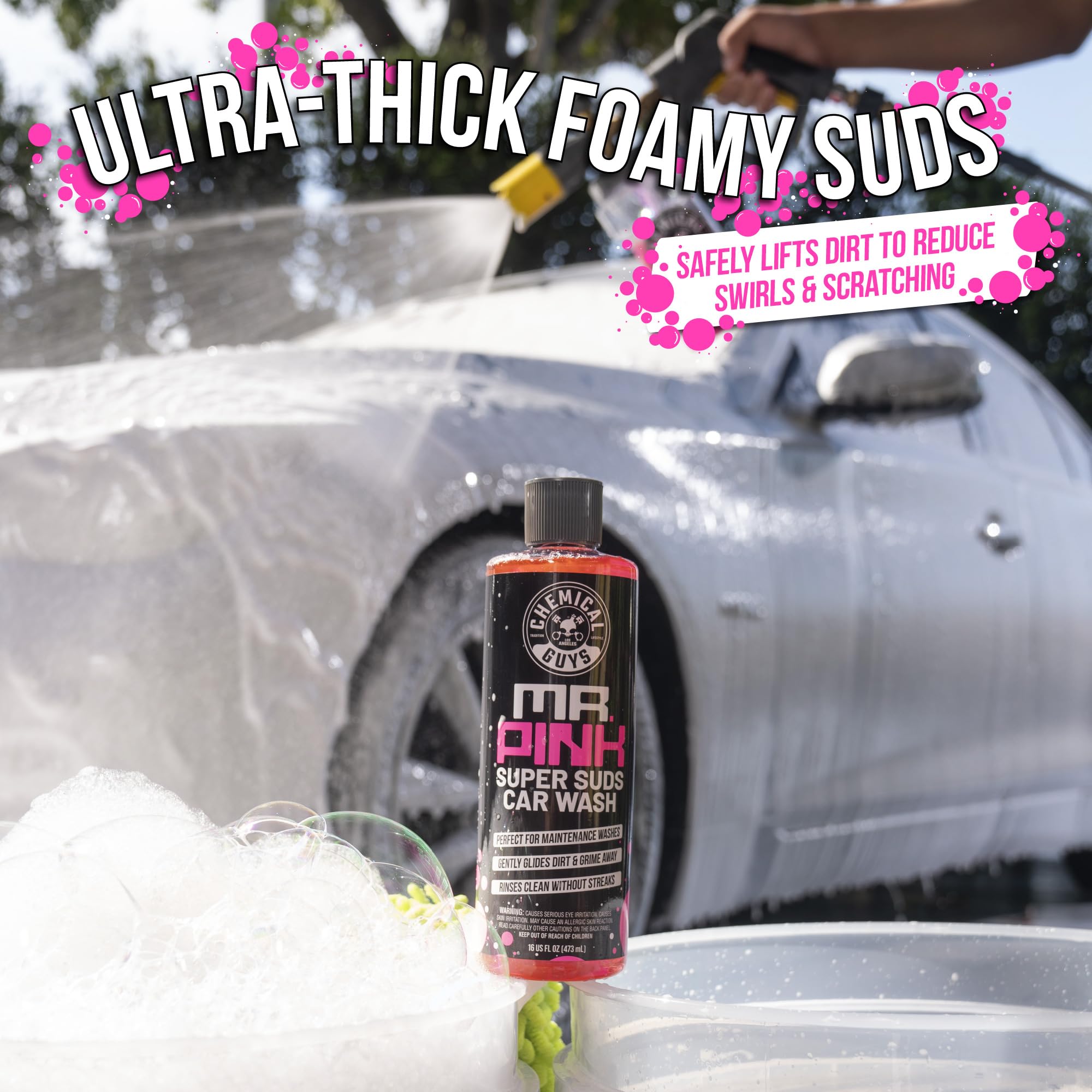 Chemical Guys Mr. Pink back label closeup detailing instructions and safe formula