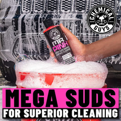 Chemical Guys Mr. Pink bottle angled to show concentrate and usage clarity