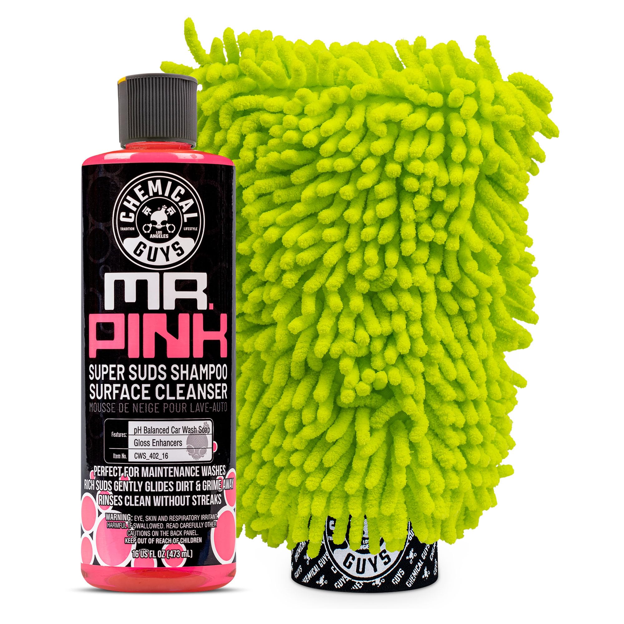 Chemical Guys Mr. Pink front label showing bottle benefit of high-foaming wash