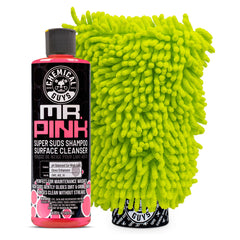 Chemical Guys Mr. Pink front label showing bottle benefit of high-foaming wash