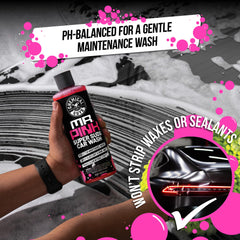 Chemical Guys Mr. Pink bottle with chenille wash mitt staged, ready-to-use bundle benefit