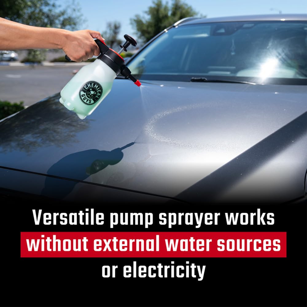 Chemical Guys Mr. Sprayer nozzle close-up showing adjustable mist-to-stream control benefit
