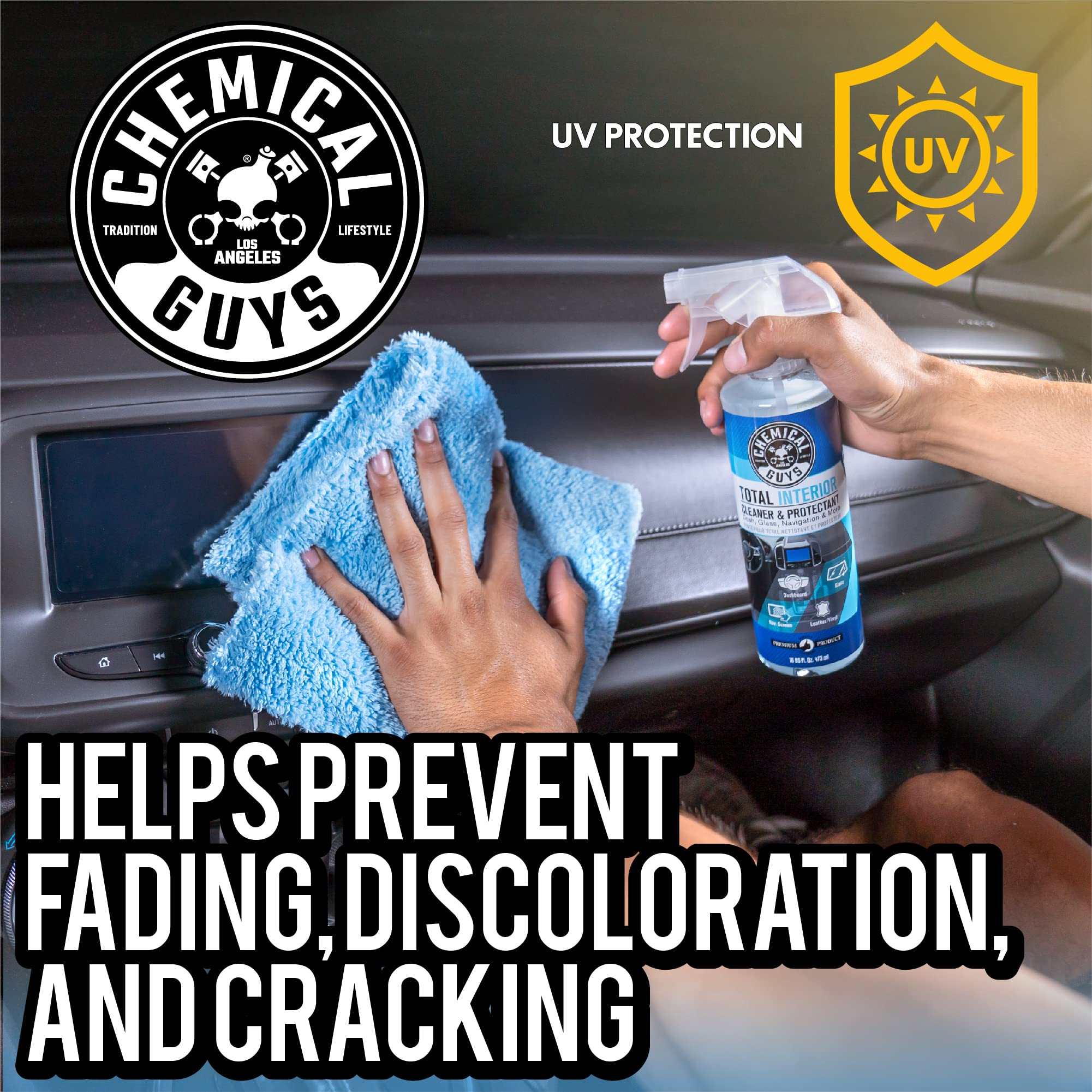 Chemical Guys applied to navigation screen with safe, streak-free visibility