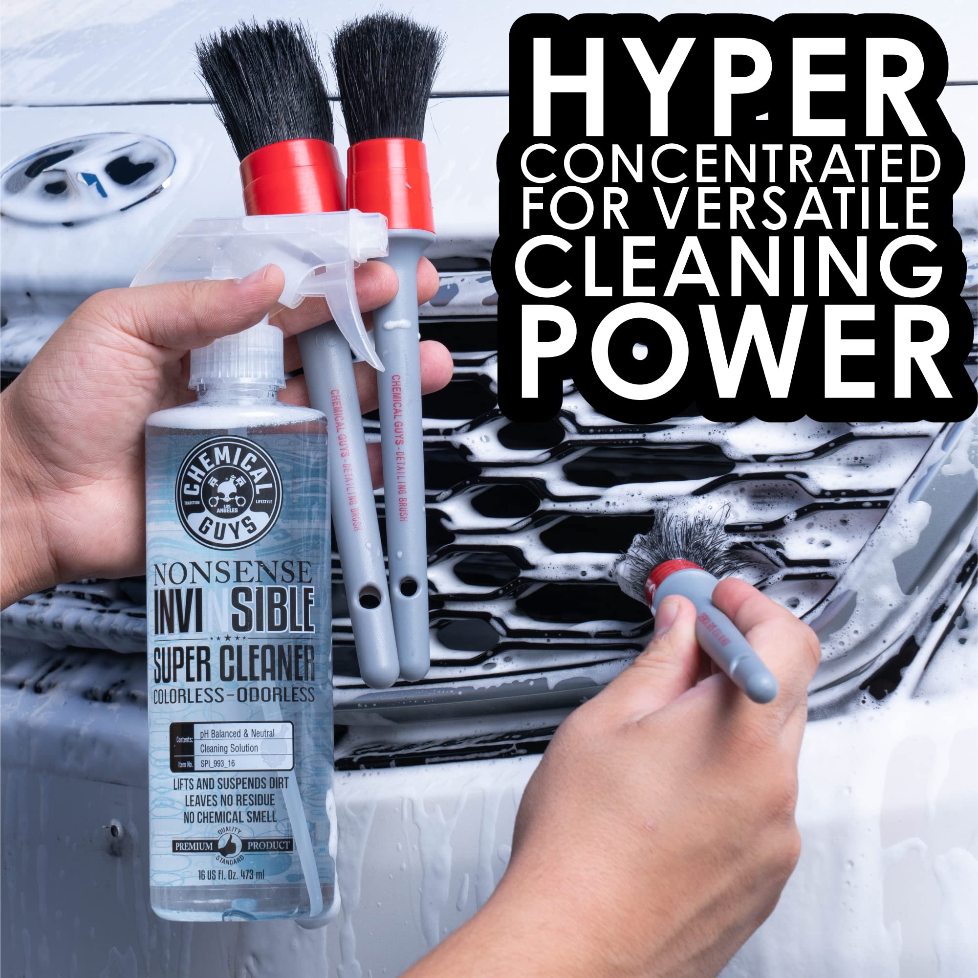 Chemical Guys cleaning wheel and tire surfaces for deep grime removal