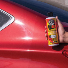 Chemical Guys 16 oz bottle beside a ruler showing scale and compact storage convenience