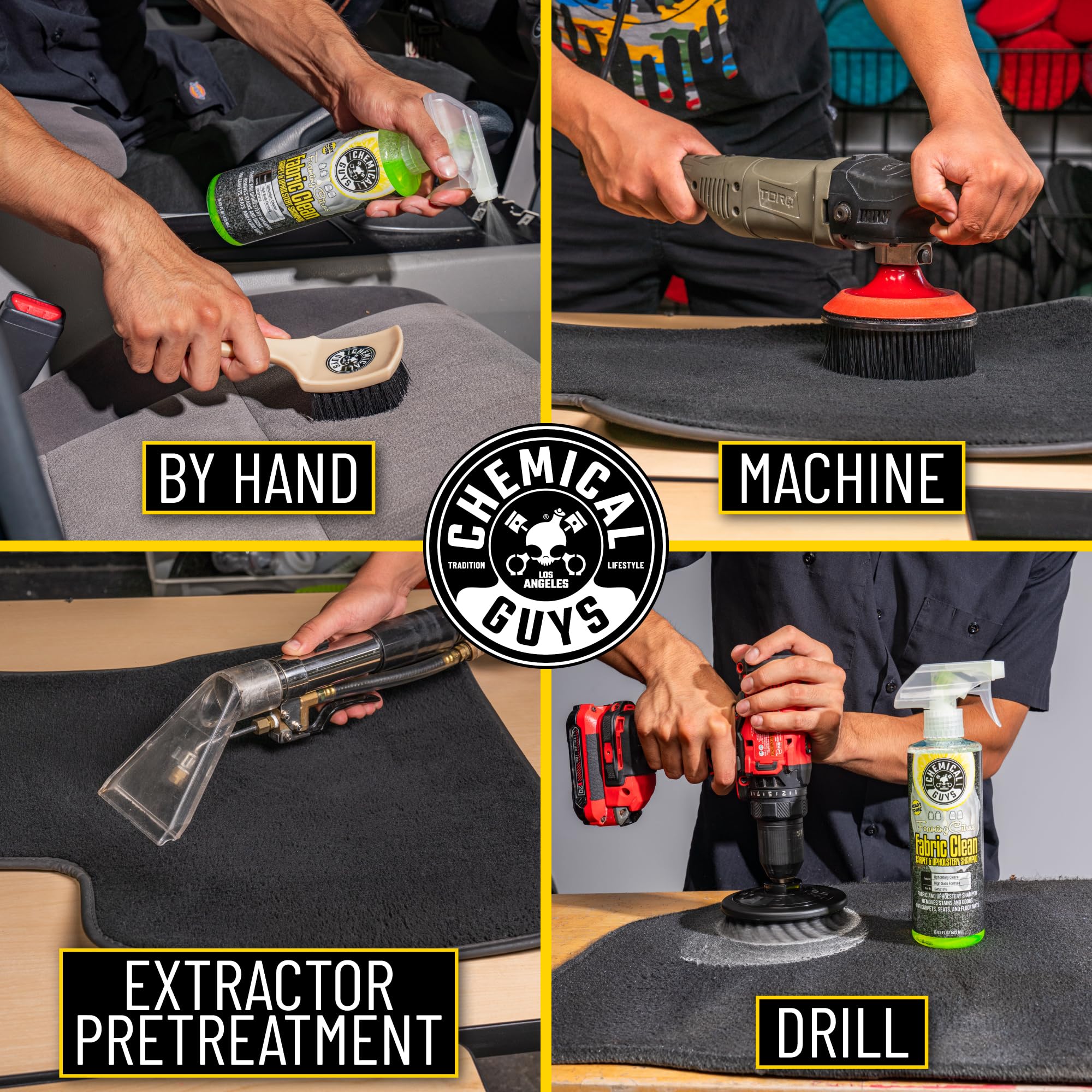 Chemical Guys bottle on a detailing bench to show professional-use readiness benefit