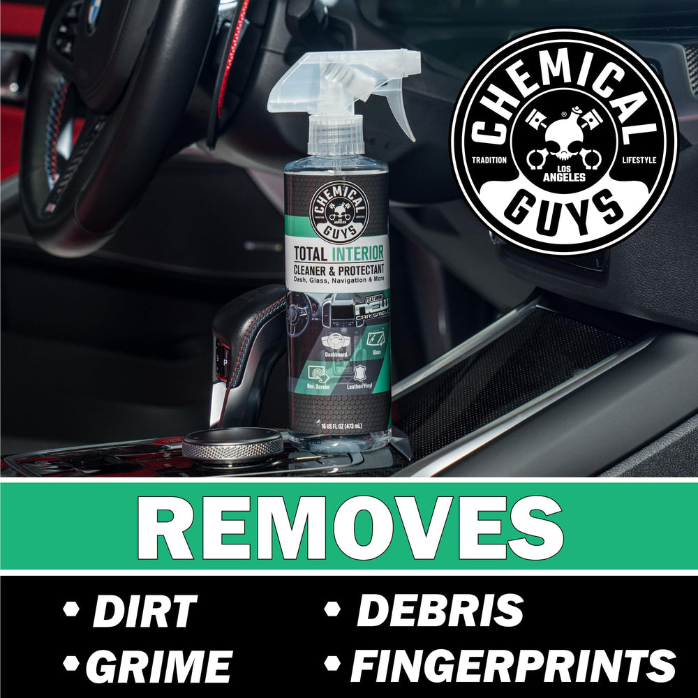 Chemical Guys gallon next to spray bottle showing scale and refill convenience