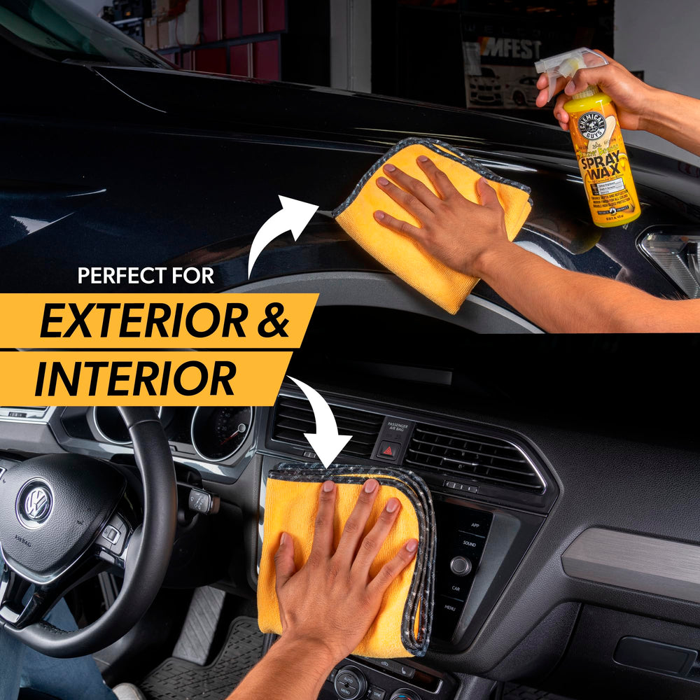 Chemical Guys towel polishing glass to clear, streak-free visibility