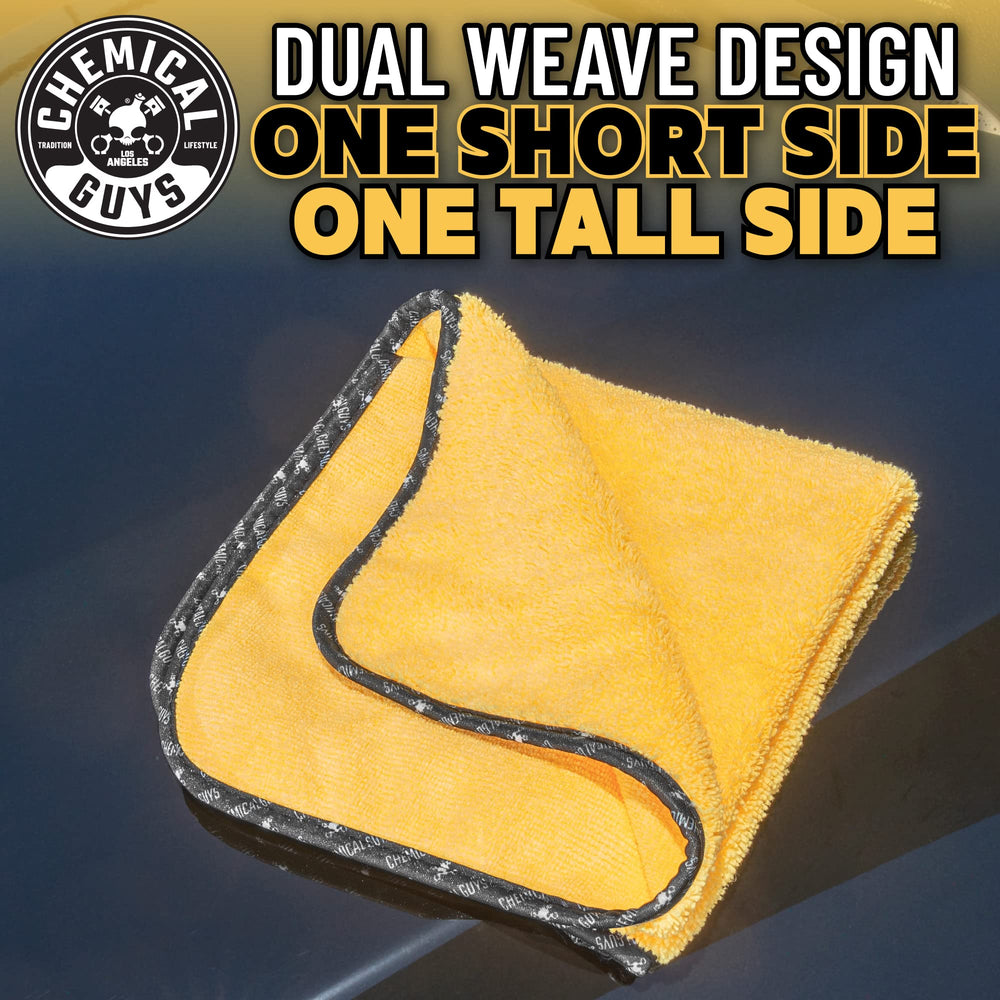 Chemical Guys stacked towels next to ruler showing practical size