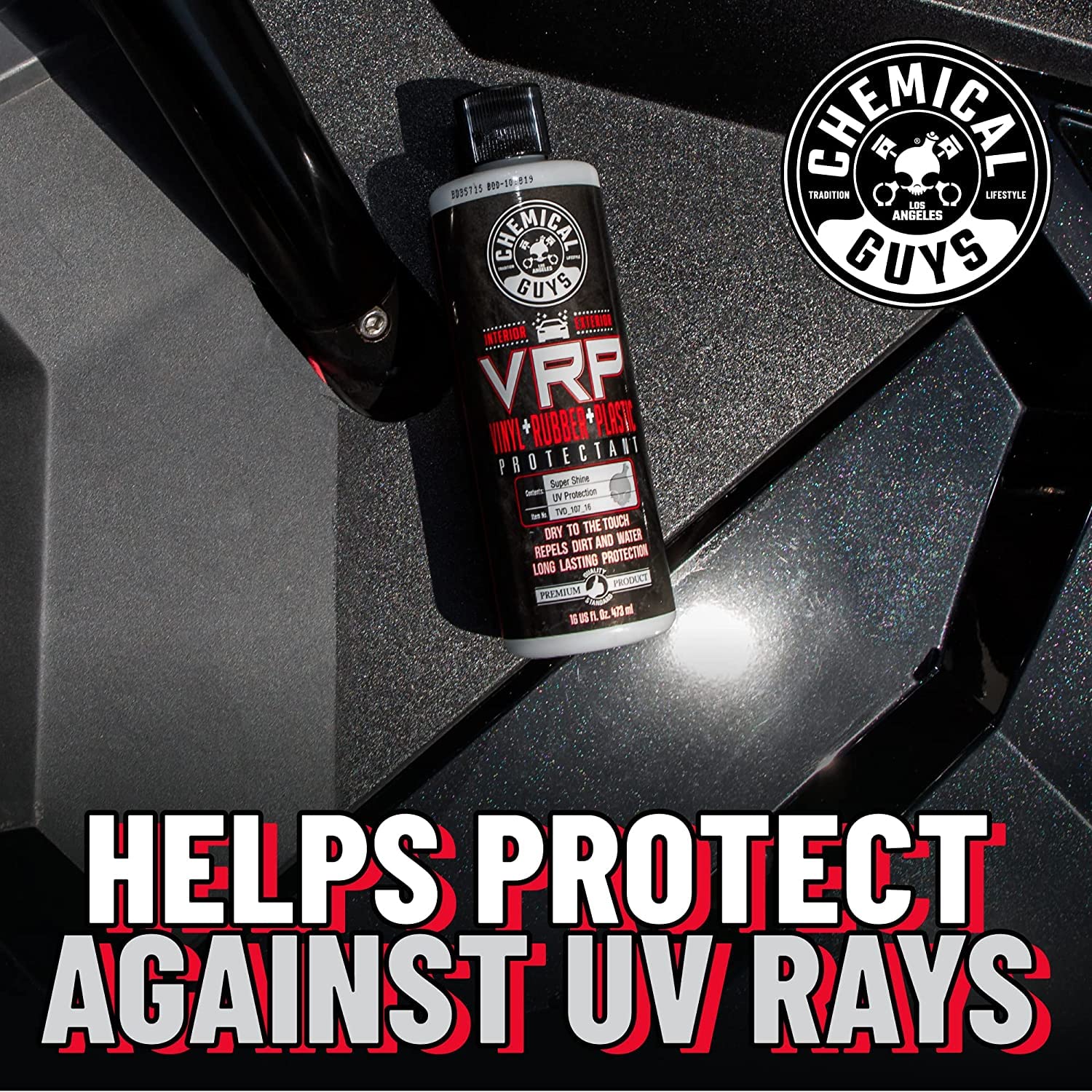 Chemical Guys applied on dashboard plastic reducing glare and fingerprints