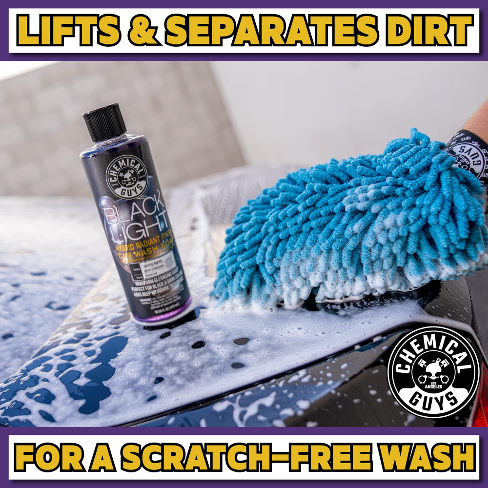 Chemical Guys with chenille wash mitt setup for safe, scratch-free washing