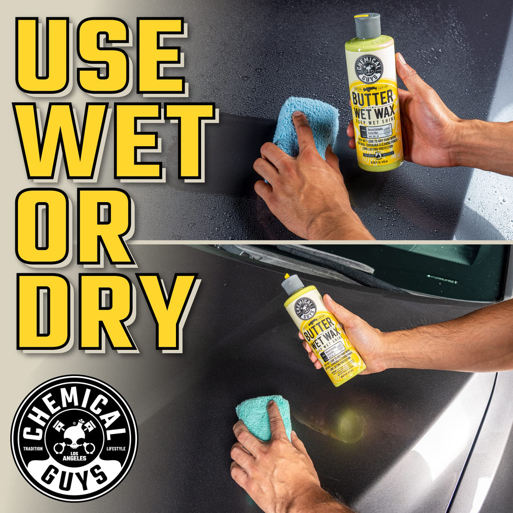 Chemical Guys wax on car in driveway conveying showroom-like results