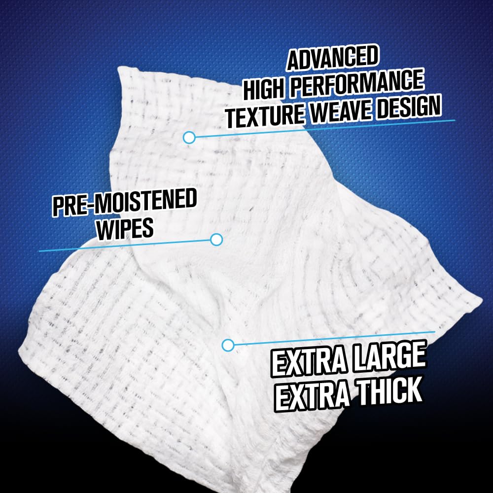 Chemical Guys wipe in hand cleaning dashboard for quick, no-mess maintenance benefit