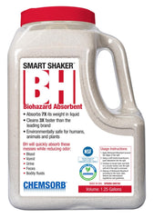 Chemsorb bottle front view showing red cap and label, easy identification for fast response