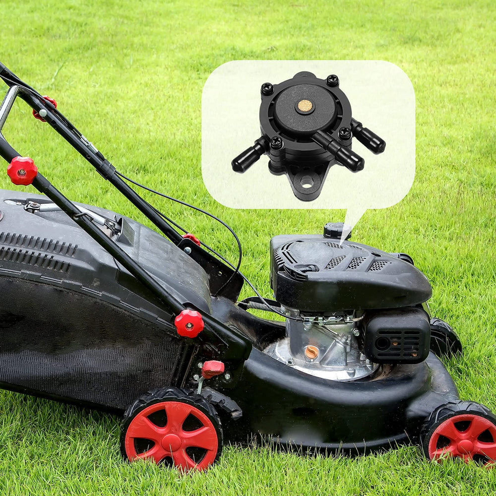 CHENGU pump visible on a lawn mower in garden showing restored performance