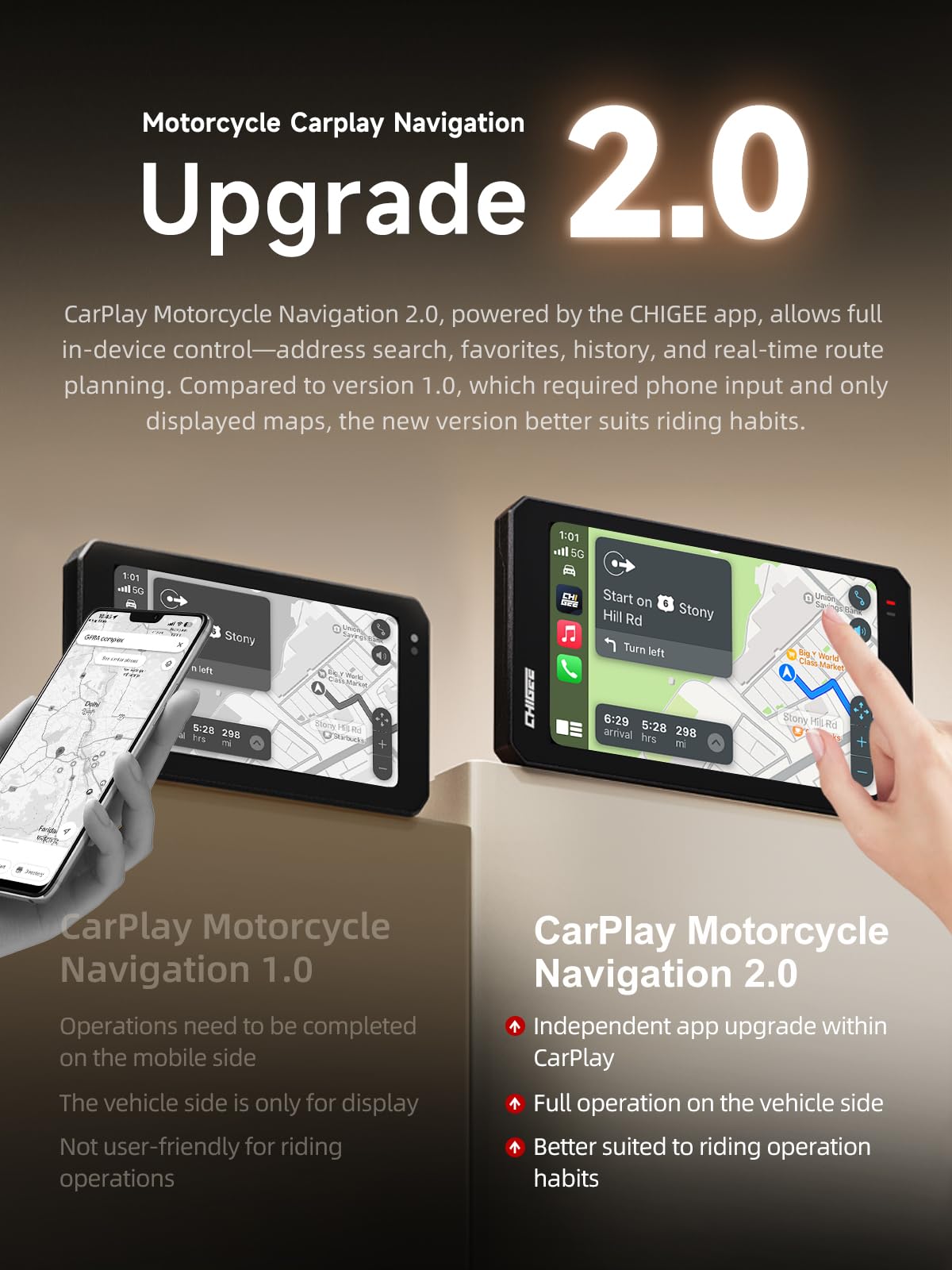 CHIGEE held in hand to show 6-inch size and golden-ratio screen