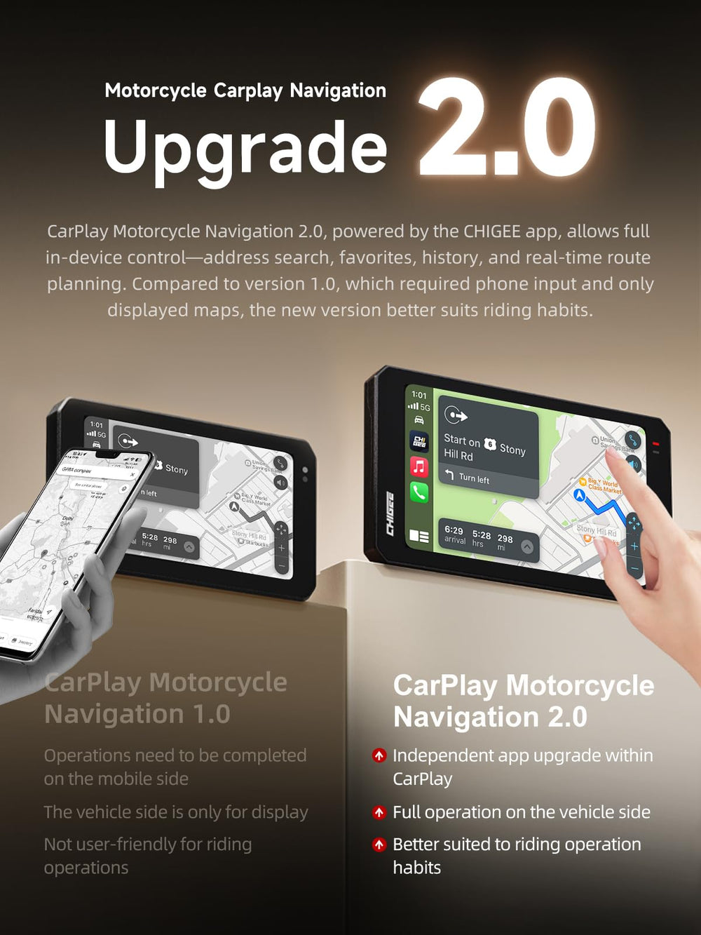 CHIGEE held in hand to show 6-inch size and golden-ratio screen