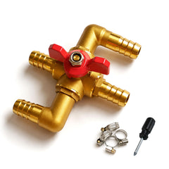 ChillerK front assembly showing brass valve and hose barbs for durable fit