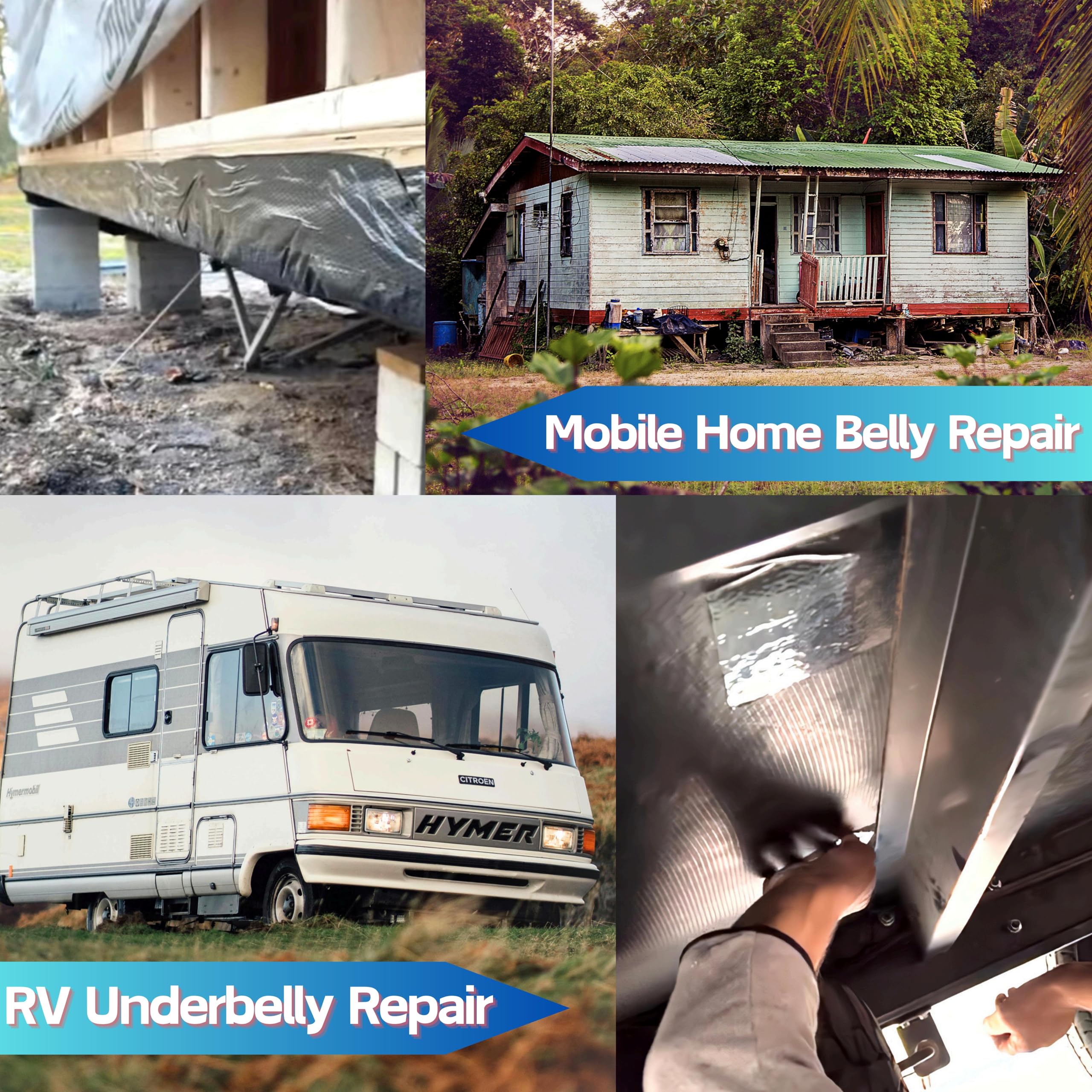 CHUANGSEED tape applied to RV underbelly demonstrating waterproof protection