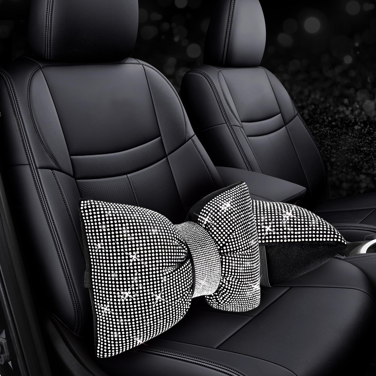 ChuLian closeup of rhinestone bow detail highlighting sparkle and secure attachment