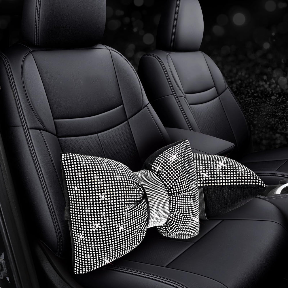 ChuLian closeup of rhinestone bow detail highlighting sparkle and secure attachment