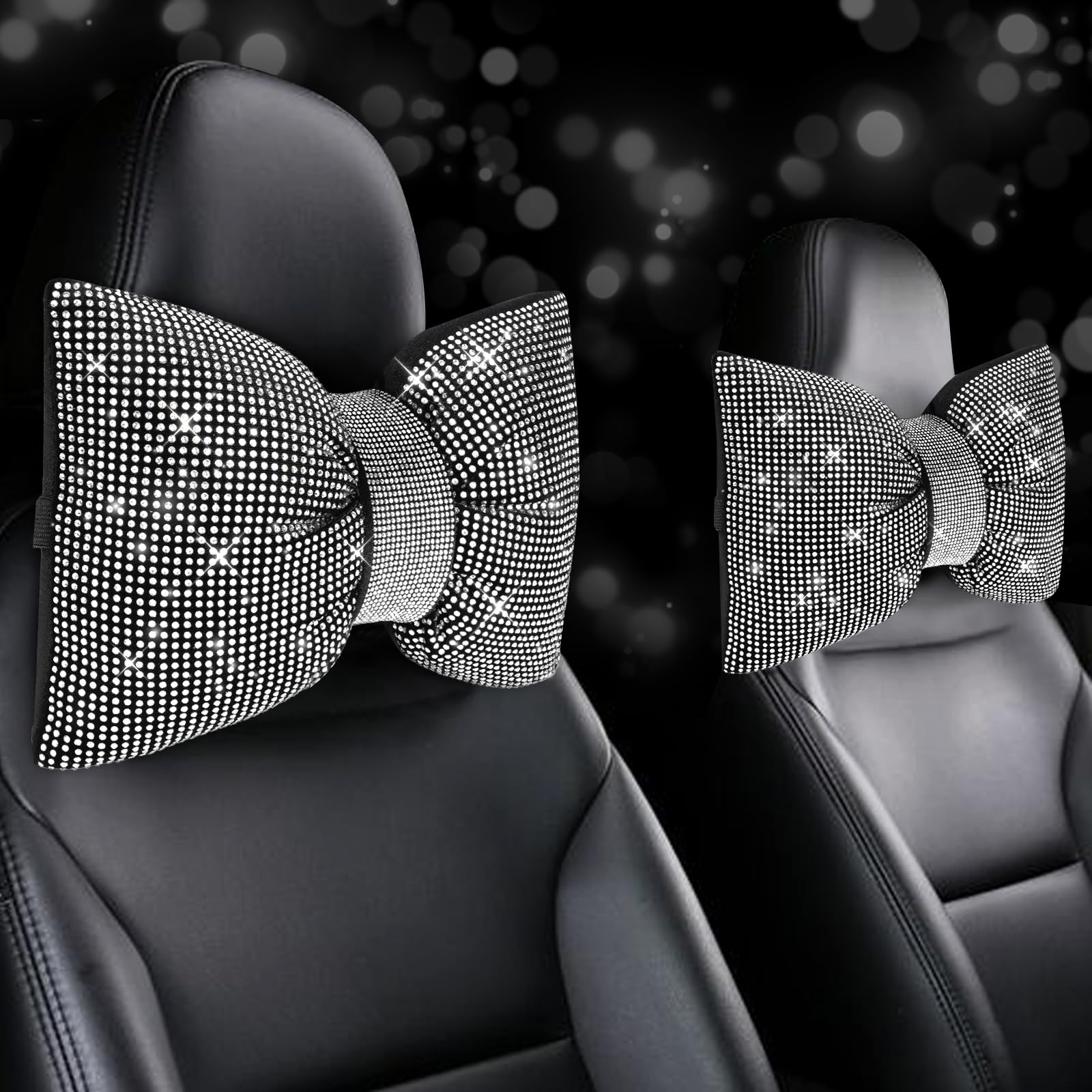 ChuLian front view white bowknot headrest showing plush comfort and stylish look