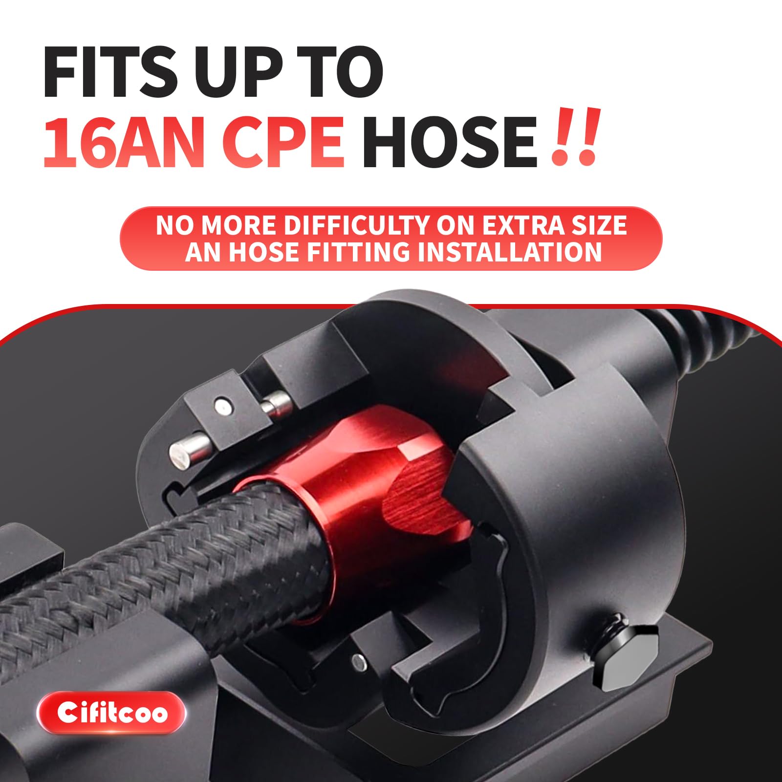 Cifitcoo tool in use assembling a fuel hose demonstrates faster installs