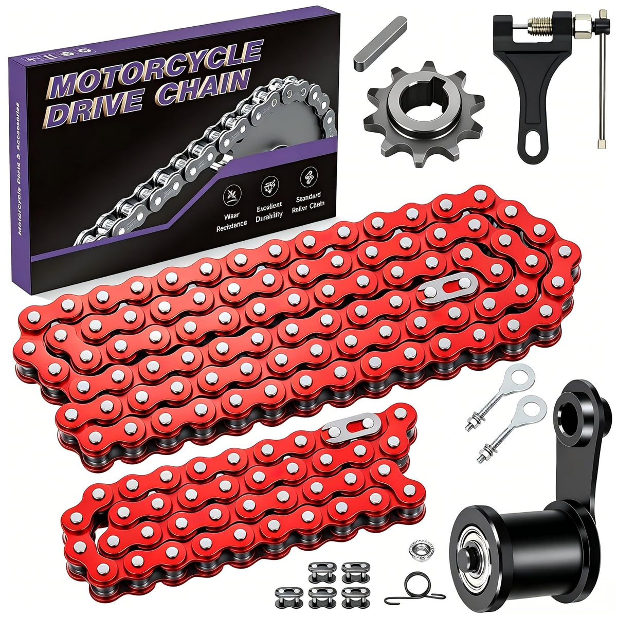 CILOYU front packaging showing red 420 chain kit and components for quick identification