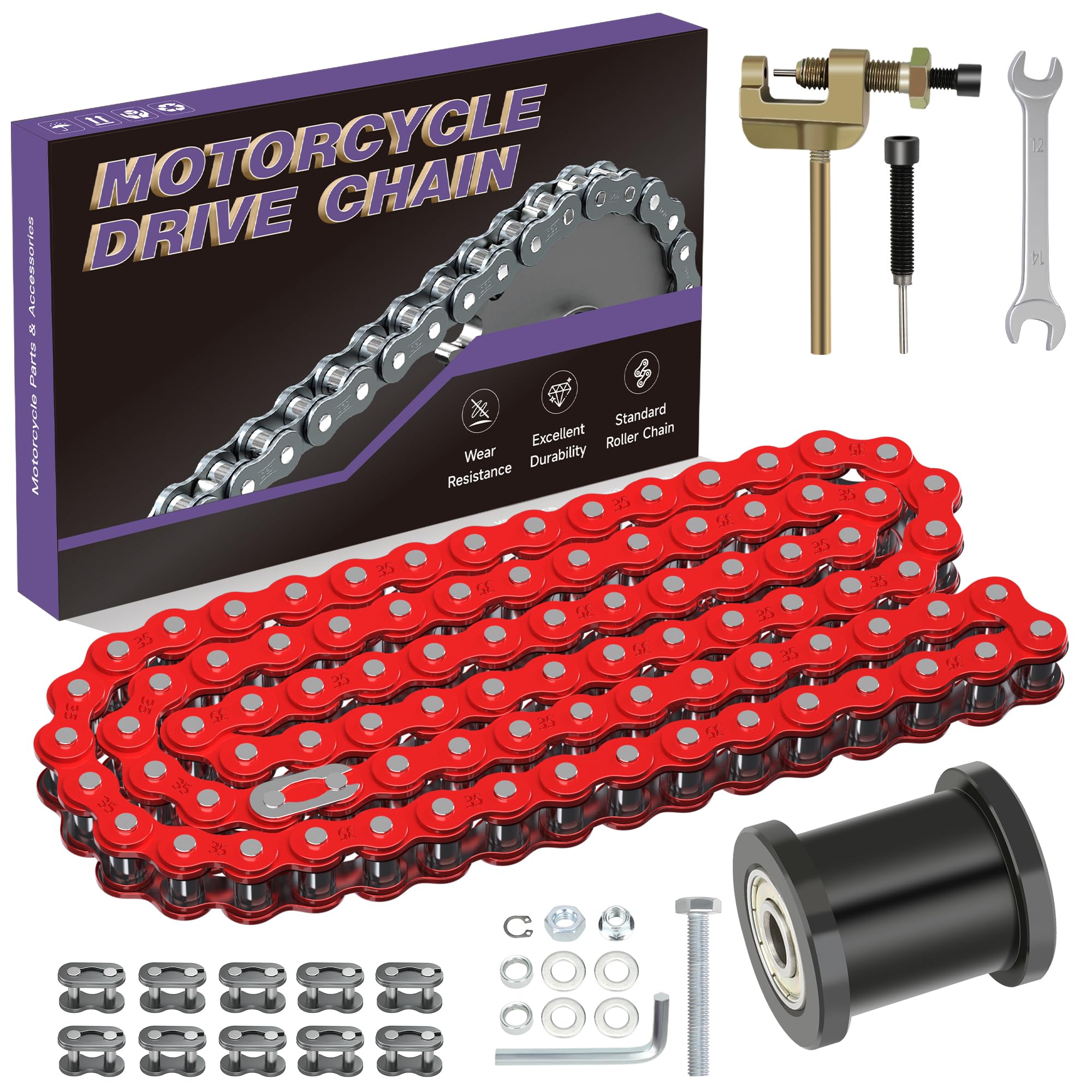 CILOYU front view of red #35 chain pack showing ready-to-install replacement